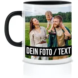 Tasse personalisiert mit eigenem Foto personalisierte Tasse mit Foto Geschenk für Freundin Geschenke Frauen Fototasse bedrucken Muttertagsgeschenk Fototasse Fotogeschenke Kaffeetasse (Schwarz)