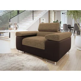 Mirjan24 Sessel Torezio Textil 134 x 90 x 102 cm Braun mit einstellbaren Kopfstützen