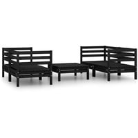 vidaXL 5-tlg Garten-Lounge-Set Schwarz Massivholz Kiefer