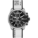 Diesel Herrenuhr Baby Chief, Chronographenwerk, 43 mm silbernes Edelstahlgehäuse mit gemischtem Armband, DZ4564