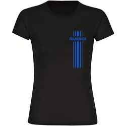 multifanshop Damen T-Shirt - Frankreich - Streifen - Druck blau - Frauen