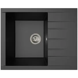 Respekta Houston links Einbauspüle mineralit schwarz Handbetätigung 620 x 500 mm