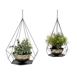 DanDiBo Ambiente Blumenampel 2er Set 6 Ecken Innen Metall 96095 Schwarz