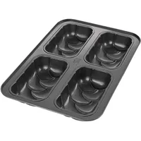 RBV Birkmann Birkmann, Laib & Seele Mini-Hefezopfblech, eckige Backform für 4 kleine Hefezöpfe, Karbonstahl, Antihaftbeschichtung, mit Rezept, 210301