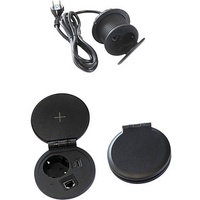 Hammerbacher 1-fach Tischsteckdose 2,0 m schwarz mit USB-Buchse