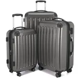 Hauptstadtkoffer - Alex - 4 Doppel-Rollen 3er Trolley-Set Rollkoffer Reisekoffer, (S, M und L) Koffer-Set, 75 cm, 235 L, Titan