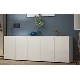 Sideboard Mister, in weiss, Lack Hochglanz - 225x80x38cm (BxHxT) weiß