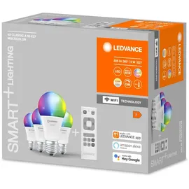 LEDVANCE LED Leuchtmittel Smart+ WIFI 4er Set E27, RGBW, Kolbenform, 9 W