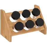 Five Gewürzregal Bambus 6 Gläser 0 x 0 x 0 cm Schwarz