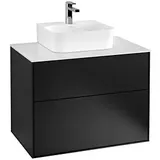 Villeroy & Boch Finion Waschtischunterschrank F08100PD 80x60,3x50,1cm, Abdeckplatte white matt, Black matt lacquer