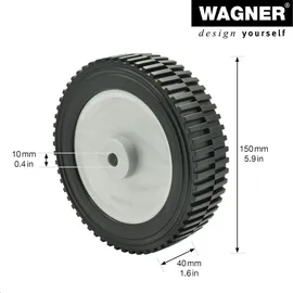 Wagner System GmbH WAGNER Vollscheibenrad - Durchmesser Ø 150 x 40 mm, Achsloch Ø 10 mm, Kunststoff schwarz / grau, Tragkraft 30 kg - 03815101