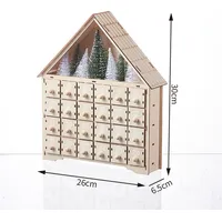 Weihnachts-Adventskalender aus Holz mit 24 leeren Schubladen, Hausform, Weihnachts-Countdown-Kalender, Heimdekoration