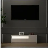 Moebel17 TV Lowboard Weiß mit LED-Leuchten Hochglanz Rechts 1/2