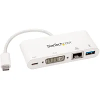 Startech StarTech.com USB-C Multiport Adapter - USB-C auf DVI-D (Digital) Video Adapter mit 60W Power Delivery(Stromversorgung), GbE, USB-A - Tragbares USB-C/Thunderbolt 3 Mini Laptop Dock (DKT30CDVPD)