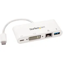 Startech StarTech.com USB-C Multiport Adapter - USB-C auf DVI-D (Digital) Video Adapter mit 60W Power Delivery(Stromversorgung), GbE, USB-A - Tragbares USB-C/Thunderbolt 3 Mini Laptop Dock (DKT30CDVPD)