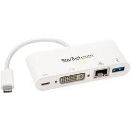 Startech StarTech.com USB-C Multiport Adapter - USB-C auf DVI-D (Digital) Video Adapter mit 60W Power Delivery(Stromversorgung), GbE, USB-A - Tragbares USB-C/Thunderbolt 3 Mini Laptop Dock (DKT30CDVPD)