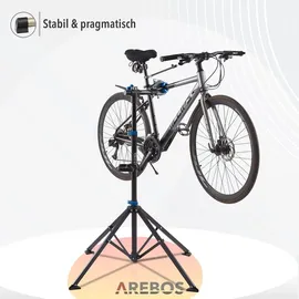 Arebos Fahrrad-Montageständer höhenverstellbar 112-188,5 cm 360° drehbar blau/schwarz