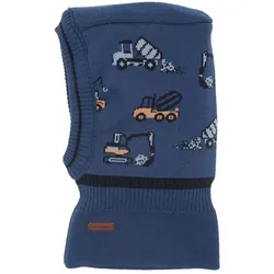 Schlupfmütze MAXIMO, Baby, Gr. 49, blau, Baumwolle, gemustert, casual, Mützen, im Baufahrzeuge-Design