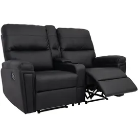 Mendler 2er Kinosessel HWC-K17, Relaxsessel Fernsehsessel Sofa, Nosagfederung Getränkehalter Fach ~ Kunstleder schwarz