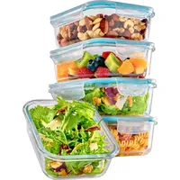 Praknu Glasbehälter mit Deckel 1000ml - 4er Set Frischhaltedosen