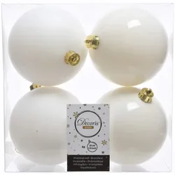 4 Weihnachtskugeln 10cm Kunststoff Christbaumkugeln groß plastik elfenbein ivory