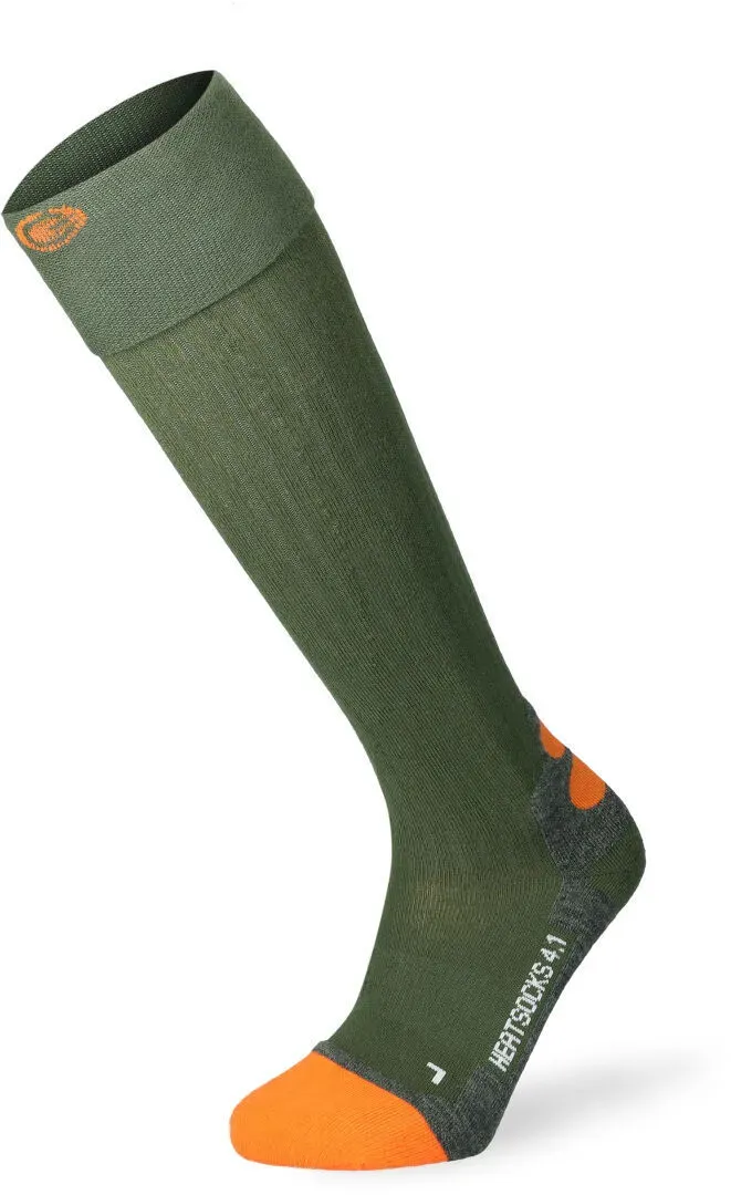 Lenz Heat Sock 4.1 Toe Cap beheizbare Socken, grün-orange, Größe 39 40 41 für Männer