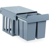 Relaxdays Einbaumülleimer 4-fach  Grau