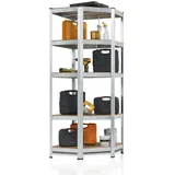 Juskys Eckregal Metall 180 x 70 x 40 cm Silber