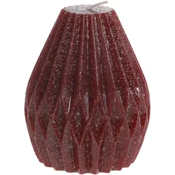 Chic Antique Stumpenkerze Diamant mit Glitzer, H12/Ø10 cm cherry