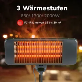 Alpina Infrarotheizung Standgerät Elektroheizstrahler 2 kW Schwarz