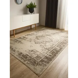 benuta Basic Teppich Suki - Creme/Braun 300x400 cm - Kunstfaser - Rechteckig, & im Style: Vintage, Orient Style - pflegeleicht, für Wohnzimmer Schlafzimmer
