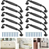 FELIXLEO Möbelgriff 10 Stueck Schwarz Schrank Tuergriff Aluminium Moebelgriffe 128mm