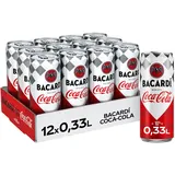 Bacardí Coca-Cola - alkoholhaltiges Mixgetränk (10% Vol) mit perfekter Mischung aus Bacardí Rum und erfrischender Coca-Cola - in stylischen Einweg Dosen (12 x 330ml)