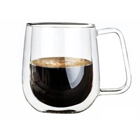 Famtasme Kaffeetasse Thermo-Tasse Doppelwandige Glas Kaffee- & Teegläser 200 ml Gläser Teeglas/Kaffeeglas, Becher mit Griff, Transparent - Spülmaschinengeeignet
