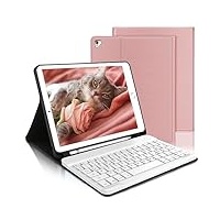 AVNICUD Tastatur Hülle für iPad 6. Generation - QWERTZ Deutsch Drahtlos-Bluetooth Tastatur Magnetisch Schutzhülle mit Stifthalter für iPad 6.Gen 2018, iPad 5.Gen, iPad Pro 9.7, iPad Air 2 & 1,Roségold