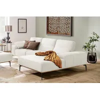 W.SCHILLIG Ecksofa run, Designsofa mit tollem Sitzkomfort, bequem, L-Form, mit Holzsockel, Füße in Schwarz pulverbeschichtet, Breite 299 cm weiß