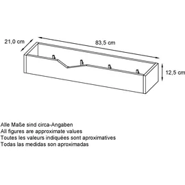 Vladon Garderobenpaneel Kolmio 83,5 x 12,5 x 21 cm Grau