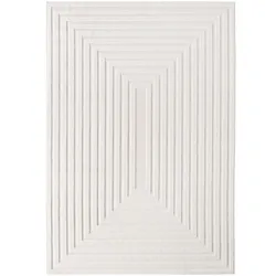 Teppich In-/Outdoor Kurzflor 3D-Gitterstruktur Polypropylen Küche Creme Läufer 80x250 | Kadima Design