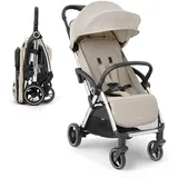 KIKKABOO Kinderwagen bis zu 22 kg, automatisches Falten, Neigungsposition, Ultraleicht, Kompakt, Beige
