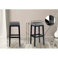 CLP Barhocker Taylor Sitzhöhe 83 cm Metallgestell schwarz grau/Kunstleder
