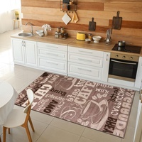 VIMODA Küchenteppich Teppichläufer Coffee Design in Braun Beige Teppich für Lounge oder Küche, Maße:120x170 cm