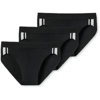 SCHIESSER Herren Slip 3er Pack - Rio 95/5, Stretch, Seitenstreifen Schwarz L