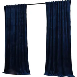 Gardinenbox Vorhang »Milano« Samt Blickdicht Schlaufenband Tunneldurchzug Blackout Bügelband kürzbar Blau 2 Stück HxB 280x135 cm, 20357