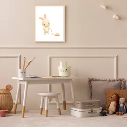 Lüttenhütt Bild mit Rahmen »Hase mit Spielzeugauto«, Fahrzeuge-Fantasy-Hase-Hasen-Tiere, (1 St.), Premium Rahmenbild, Motive in wunderschönen Pastelltönen Lüttenhütt Farbe Rahmen: beige + Farbe Bild(er): bunt