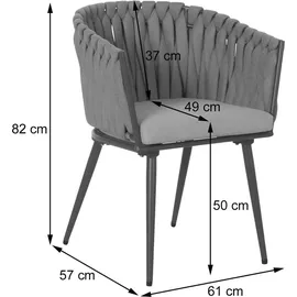 Mendler HWC-N38 Aluminium-Gartenstuhl 61 x 61 x 82 cm anthrazit 2 St.