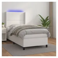 VidaXL Boxspringbett mit Matratze & LED Weiß 100x200 cm
