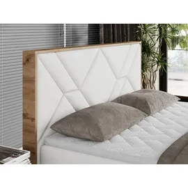 MKS Meble Boxspringbett 160x200 mit Bettkasten, Polsterbett 160x200 mit Matratze H3, Boxspringbett 160x200 mit Kopfteil, Boxspringbett mit Massivholz - Gunar... - Weiß