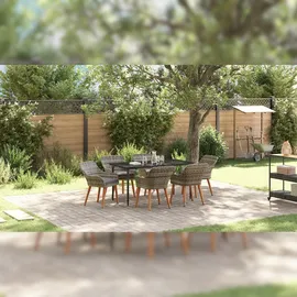 vidaXL 7-teiliges Garten-Dining-Set Grau Poly Rattan