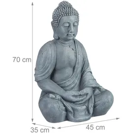 Relaxdays Buddha Figur 70 cm, grau