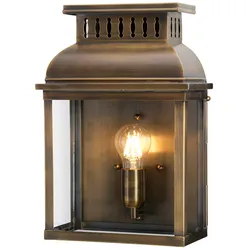 Wandleuchte Außenleuchte Messing Glas Laterne H 37,5cm Wandlampe 1 Flamme
